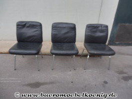 Set: 3 Besucherstühle in schwarzem Leder von Sedus